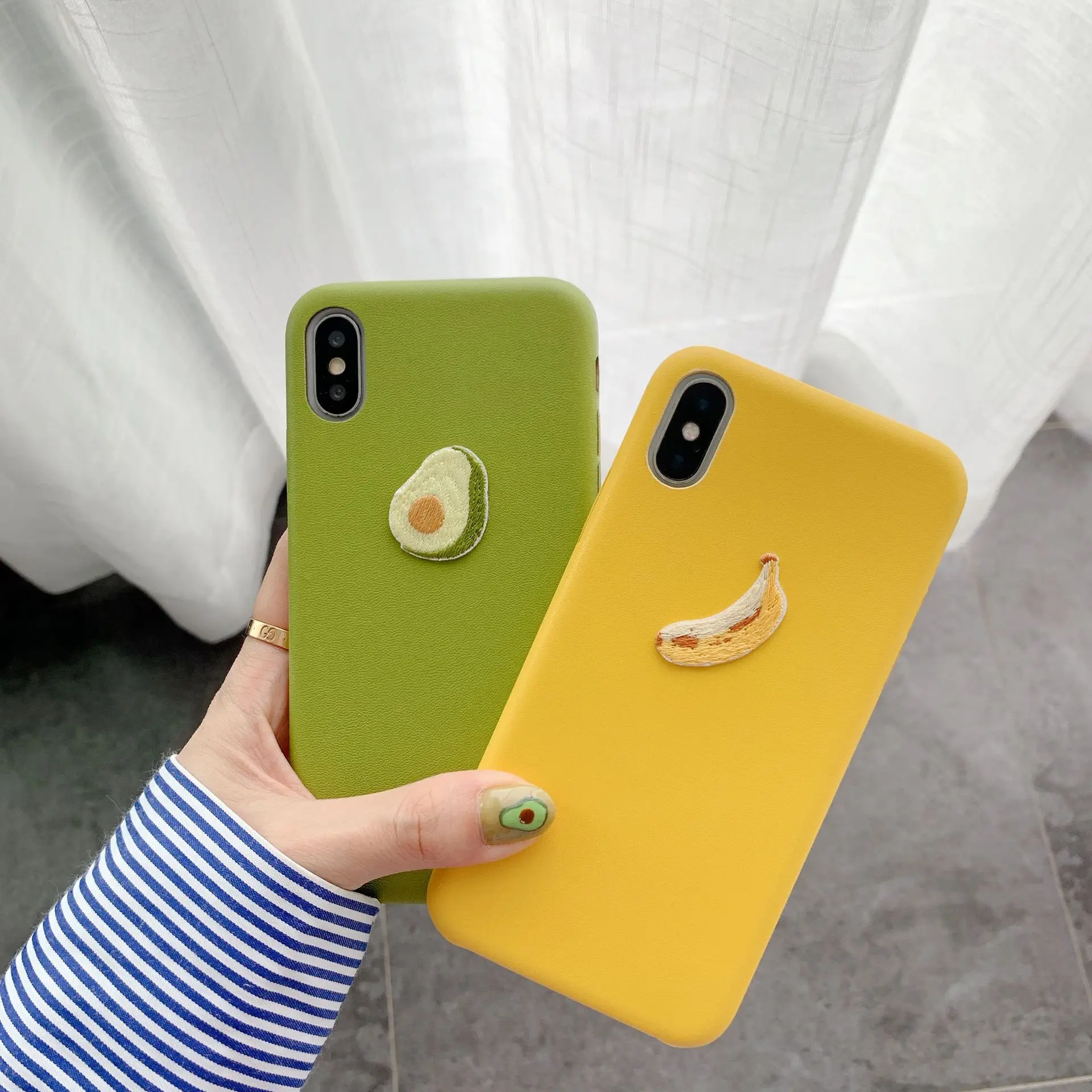 3D рельефный милый чехол для телефона с фруктовым авокадо бананом iPhone 7 Puls 6 6S 8 X Xr