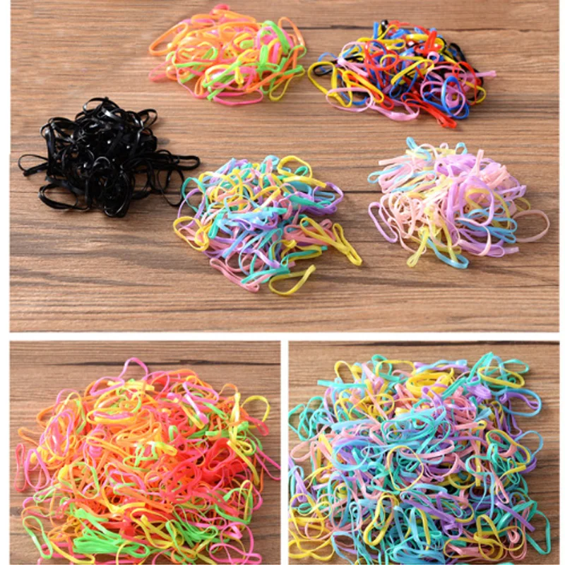 

300pcs/lot Korean Candy Color Headwear Hair Ring Ropes Ponytail Holder Disposable Elastic Hair Bands for Girls Hair Accessories
