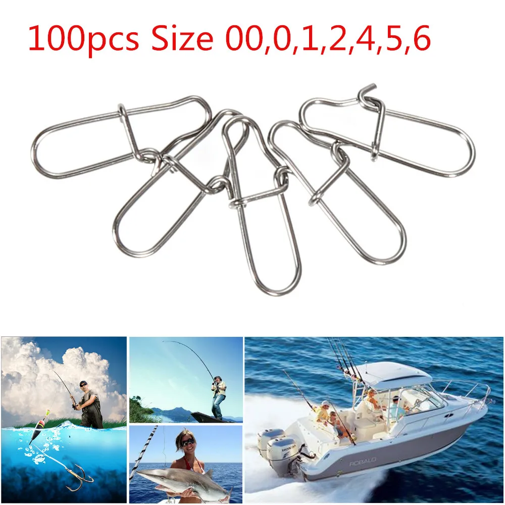 100pcs/lot Stainless Steel Pin Shap Hook Lock Solid Rings Safety Snap Swivel Snaps Fishing Hooks Connector | Спорт и развлечения