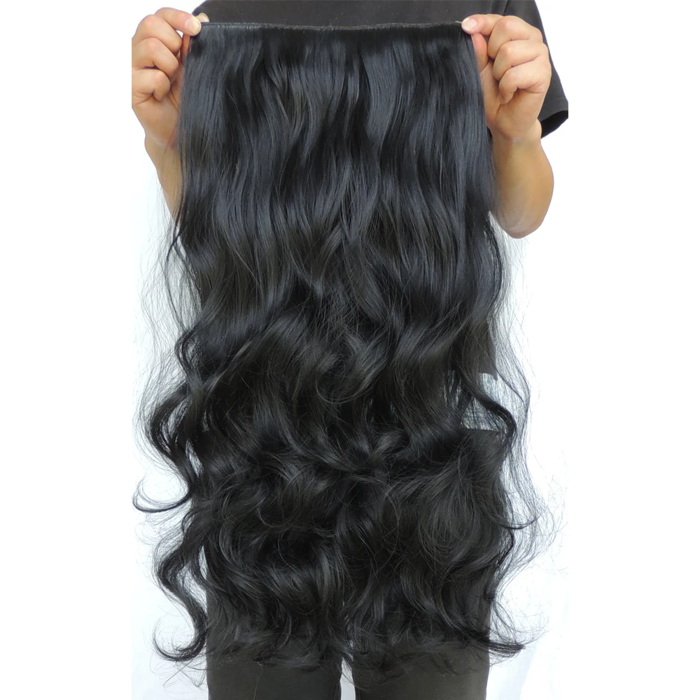 Cabelo синтетического или мега наращивание волос синтетический 5 clip in extension piece jet black