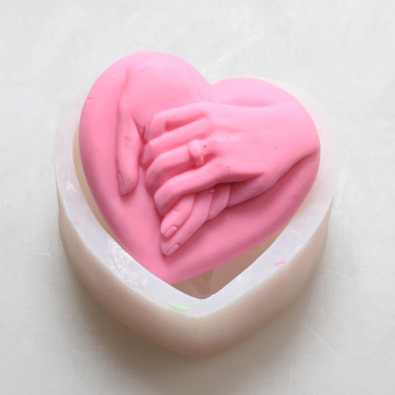 Любовь Сердце рука в руке Sugarcraft украшения торта Мыло Свеча прессформы для