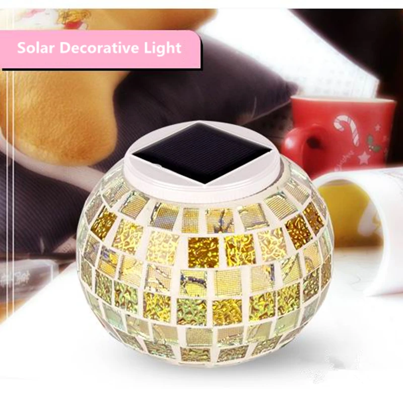 

LED Lawn Lamps Mosaic Glass Outdoor Solar Power Ball Garden Stake Color Changing Lawn Fireworks Dragonfly Led Lights Decoration