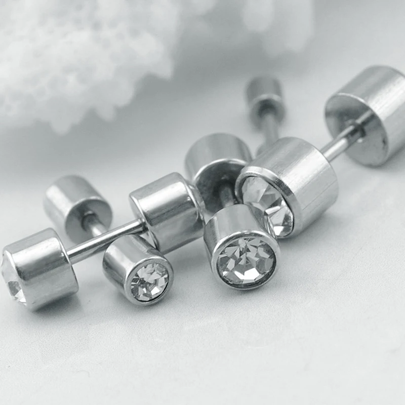 Серьги гвоздики из нержавеющей стали с двойными кристаллами 3 7 мм|studs for women|ear studs