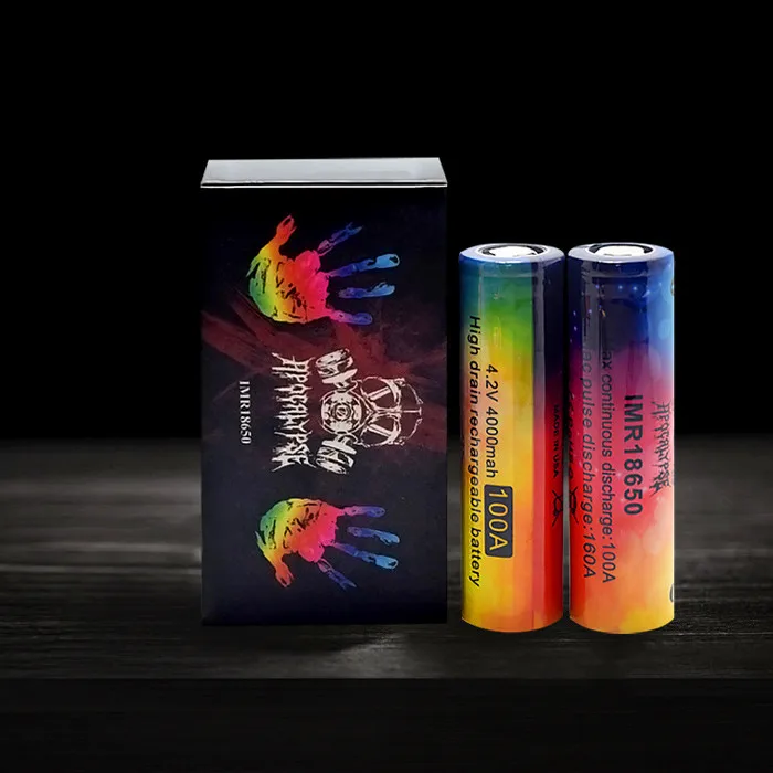 Топ США Apocalypse 18650 батарея IMR 4 2 V 4000mah 100A Радужный цвет перезаряжаемый li lon Vape блок