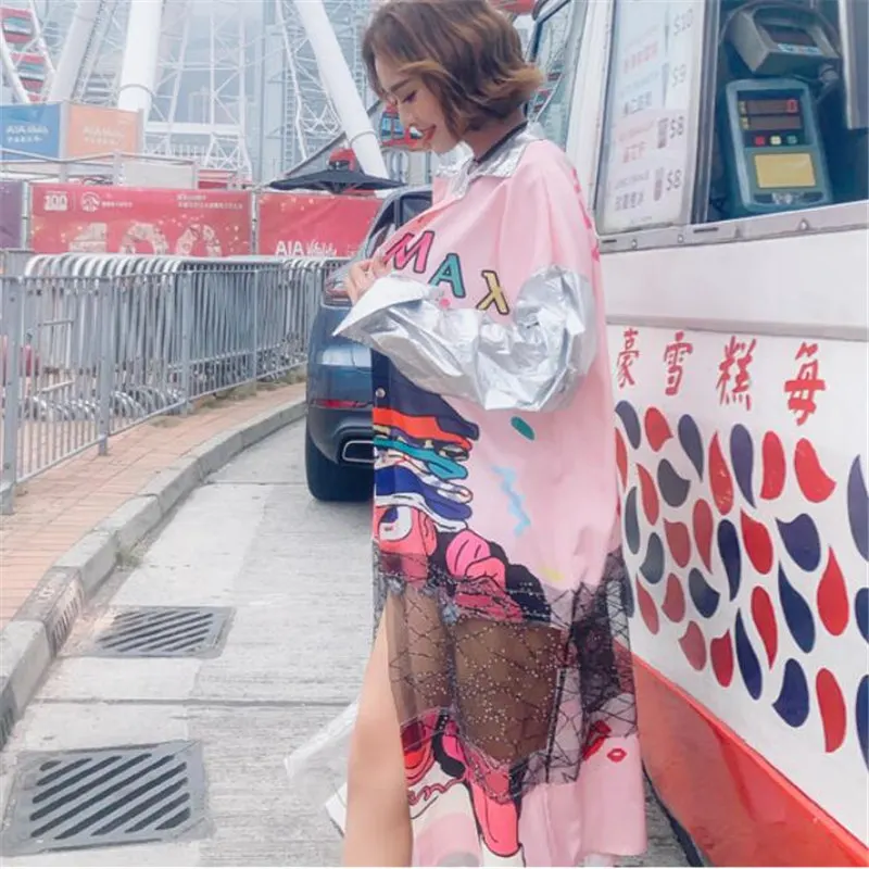 Женская рубашка с пайетками Длинный свободный кардиган большого размера весна