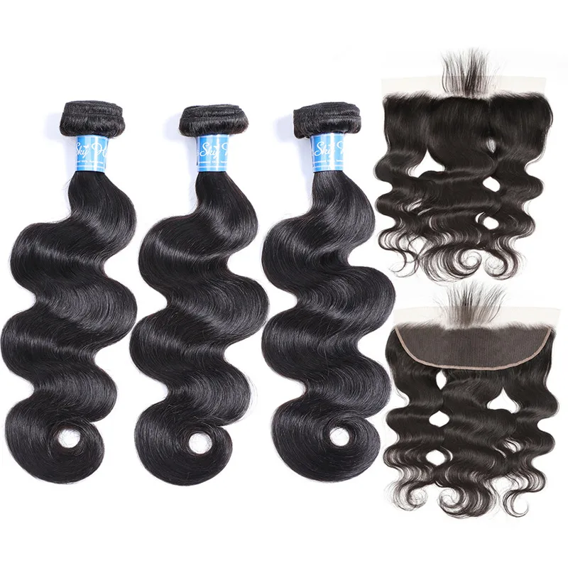 Волосы Alisky, перуанские волнистые волосы remy, 3 пряди, 13X4, предварительно выщипанные, фронтальная кружевная застежка с детскими волосами, от уха до уха