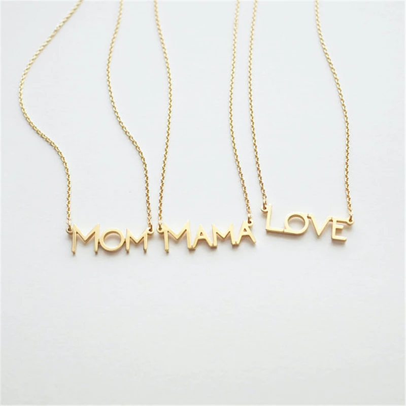 Простая цепочка золотого цвета с буквенным принтом ожерелье надписью love mama