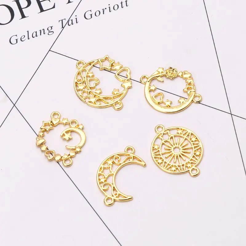 5Pcs Moon Star Metal Frame Connector Bezel Blank Setting UV Resin Jewelry Making Accessories | Украшения и аксессуары