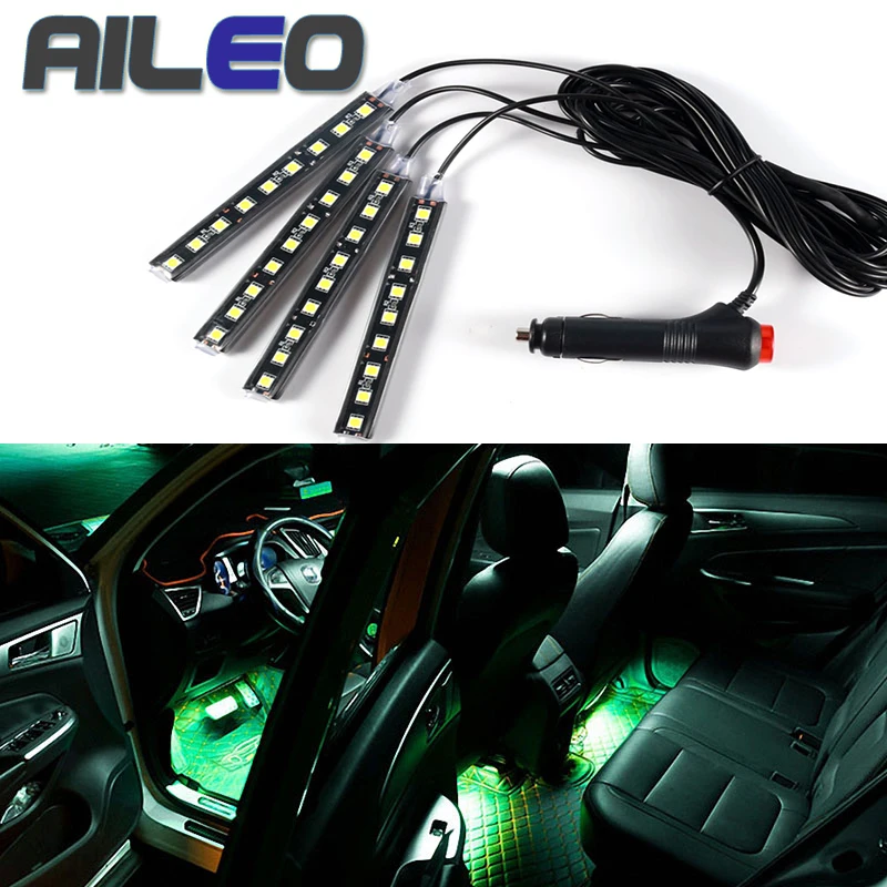 

Светодиодная лента AILEO для автомобиля RGB, Светодиодная лента, цветные светодиодные полосы для стайлинга автомобиля, декоративные атмосферн...