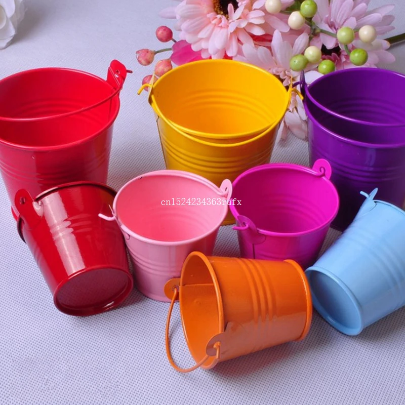 100pcs Candy Chocolate Box Metal Potted Plants Mini Small Assorted Colored Tin Pails Buckets Bucket Wedding Party Shower Gift | Дом и сад