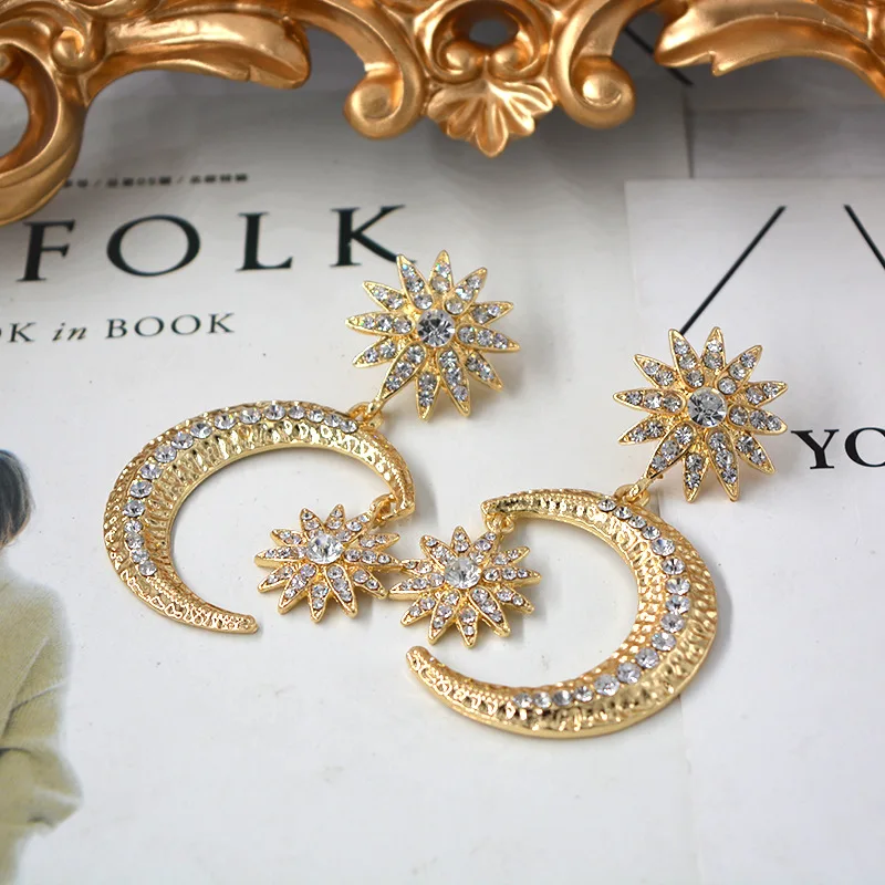Модные длинные серьги Moon Stars для женщин