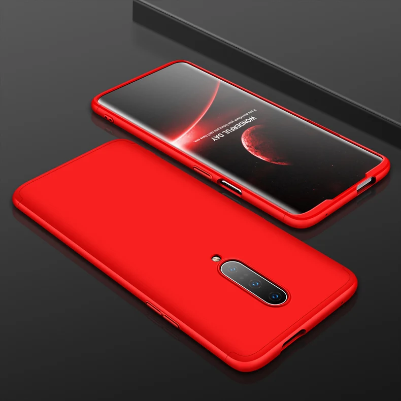 GKK, чехол для Oneplus 7 7t pro, чехол 360, полная защита, ударопрочный, матовый, Жесткий ПК, 3 в 1, для Oneplus 7 7t pro, чехол - Цвет: Red