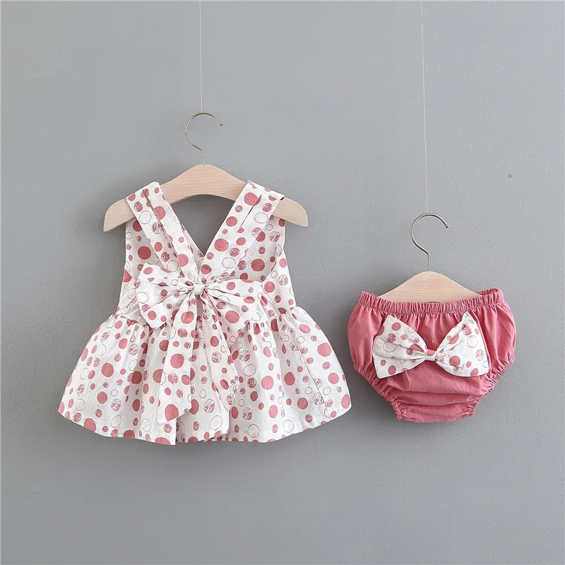 Новая Детская летняя одежда для девочек из хлопка с бантом наряд топы и шорты