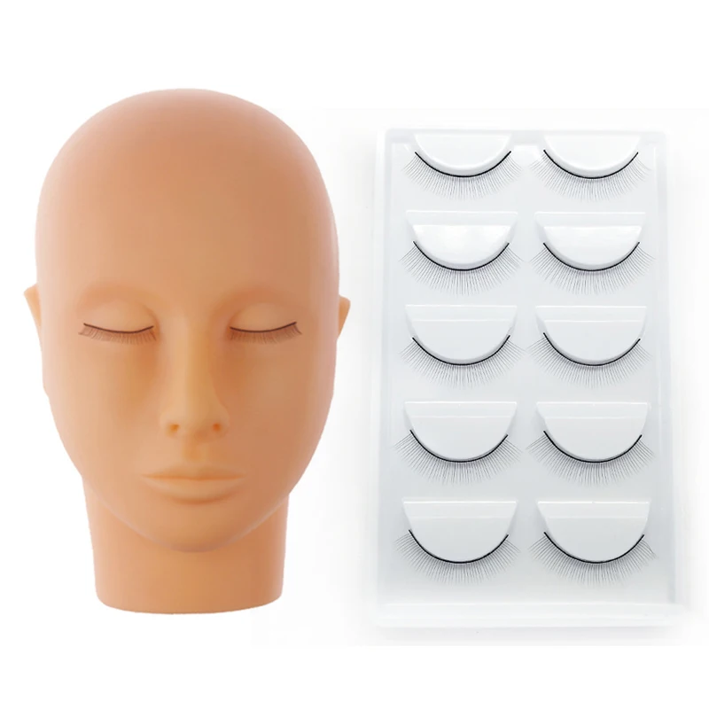 

Professional Training Mannequin Flat Head+5 Pairs Practice Eyelash Training Lash Practice Grafting Eyelashes Extension Kit