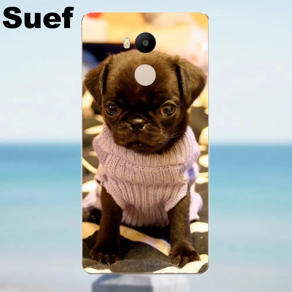 Suef Pug Dog Fashion Animale для Xiaomi Redmi 4 3 3S Pro Mi3 Mi4 Mi4i Mi4C Mi5 Mi5S Mi Max Note 2 мягкие ТПУ чехлы накладки