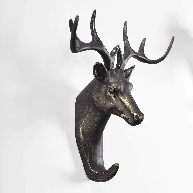 

European-style creative wall hanging animal head clothes hooks hanging keys single perforated wall hanging creative decorati