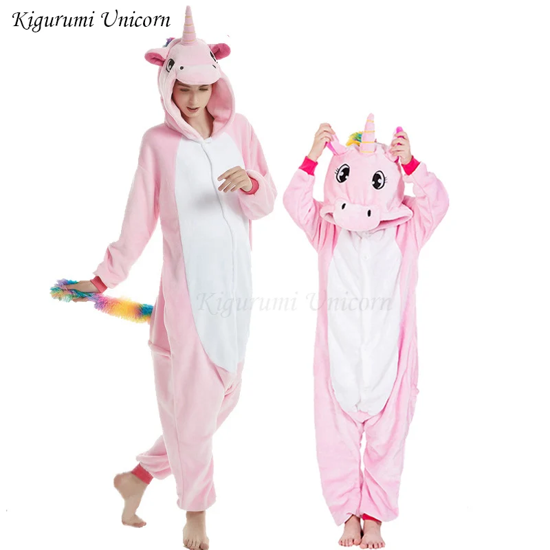 Женские пижамы-кигуруми в виде единорога зимняя Пижама-комбинезон животных для
