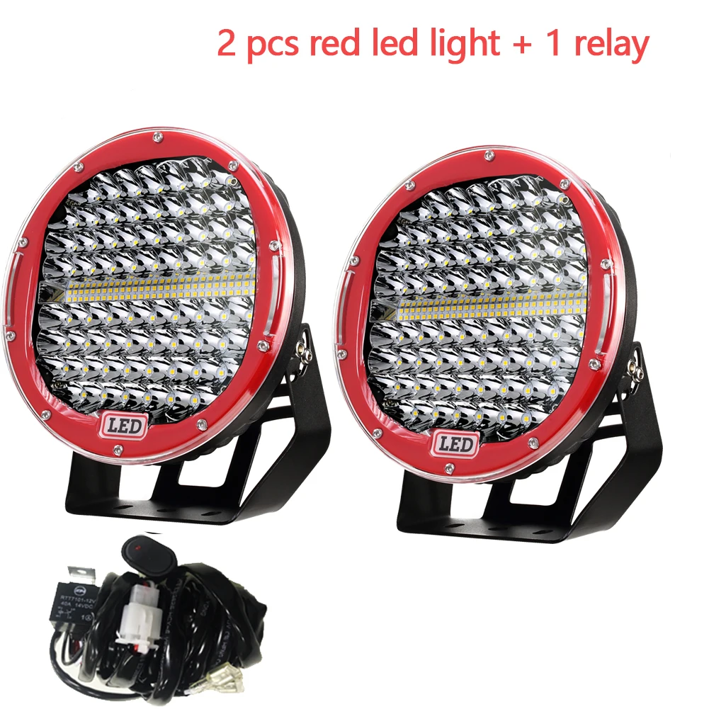2pcs red 1 relay ADZOON 9 дюймов светодиодный дальнего света 378 Вт 12 в 24 В точечный прожектор для 4WD 4x4 для легких грузовиков и прицепов внедорожный Лодка ATV - Цвет: 2pcs red 1 relay