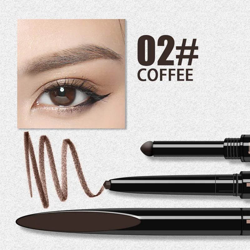 02 Coffee 1 шт. брендовый макияж бровей автоматический Pro Водонепроницаемый Карандаш для макияжа двойной карандаш для бровей Косметика бровей инструменты для рисования стрелок - Цвет: 02 Coffee