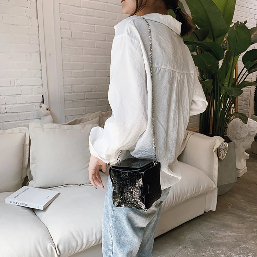 Модные Sequines Box стильные женские сумки на плечо роскошные Сумки из искусственной