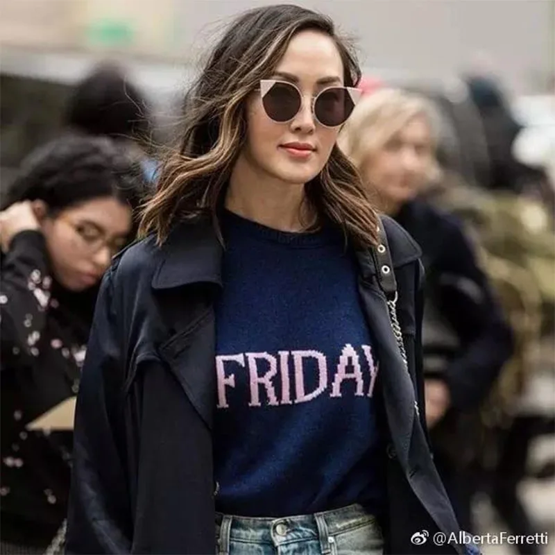 Rainbow Sweater Women Chic Knitting Jumper Monday Tuesday Wednesday Thursday Friday Saturday Sunday Week LY016 | Женская одежда