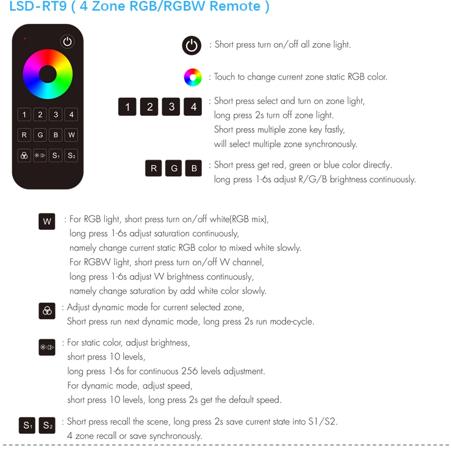 Светодиодная лента RGBW/RGB/ССТ/затемнением+ 2,4G Беспроводной РЧ пульт дистанционного управления 4 канала светодиодный RF контроллер для RGB/RGBW Светодиодные ленты светильник