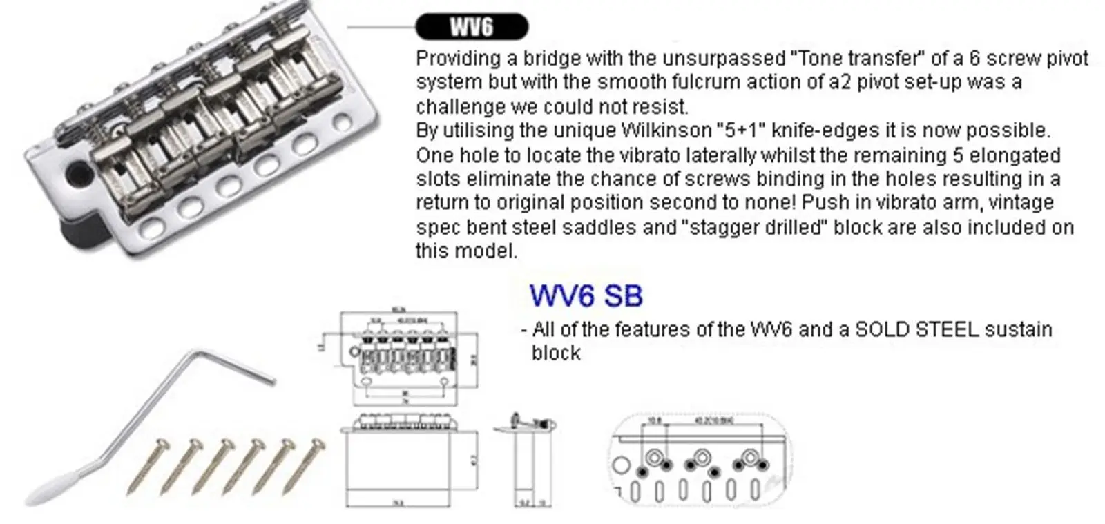 WILKINSON WV6 тромоло мост с изогнутыми стальными седлами в хроме Новый | Спорт и