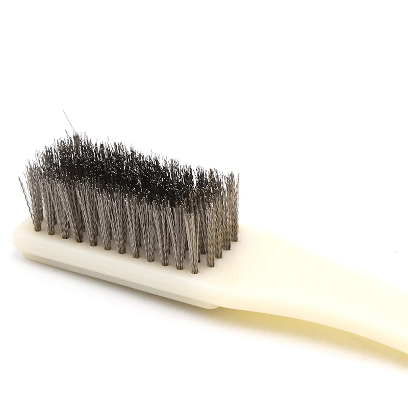 

1pc 6 row plastic handle stainless steel wire cleaning polish brush tool