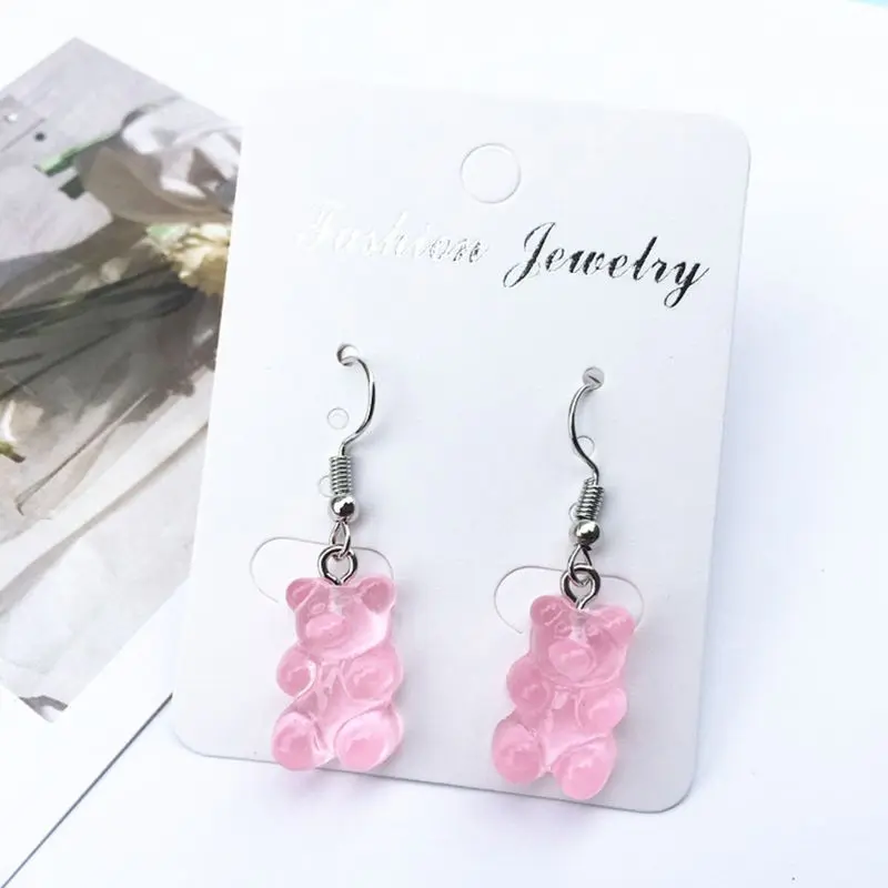 

1Pair Creative Cute Mini Gummy Bear Earrings Minimalism Cartoon Design Female Ear Hooks Danglers Jewelry Gift