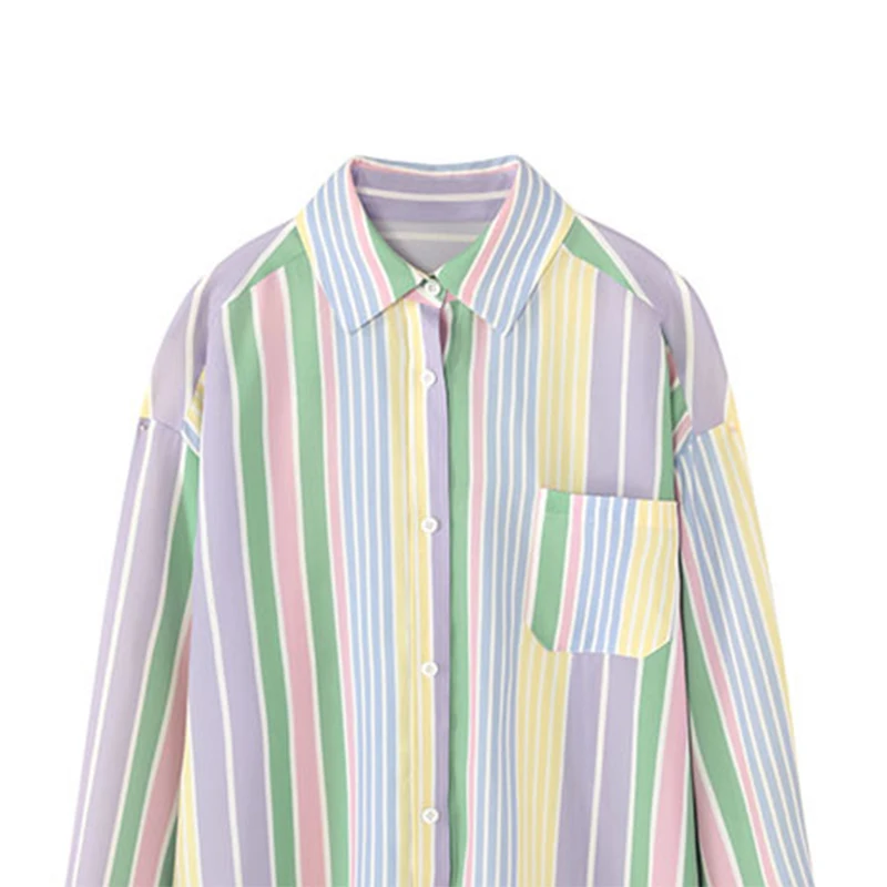 

New 2020 Striped Jacket Female Long Sleeve Spring and Summer Fashion Korean Version Wild Loose Sun Protection Jacket JK763