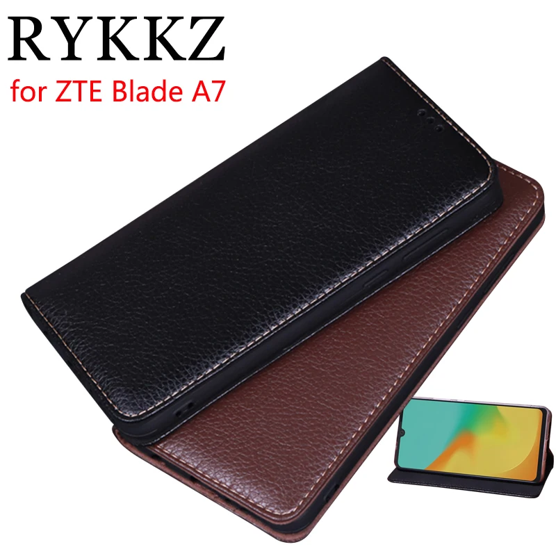Роскошный кожаный чехол книжка RYKKZ для ZTE Blade A7 6 088 '' подставка мобильного