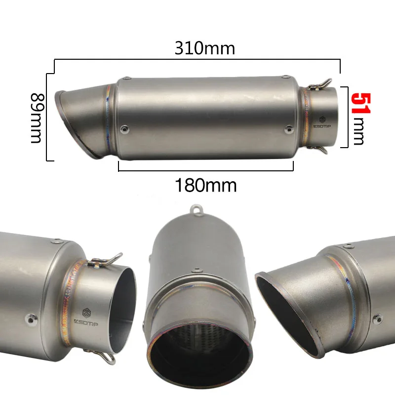 C-51mm ZSDTRP Универсальный 51/61 мм SC мотоцикл глушитель модифицированный выхлопной из нержавеющей стали углеродного волокна подходит гонки Motos - Цвет: C-51mm