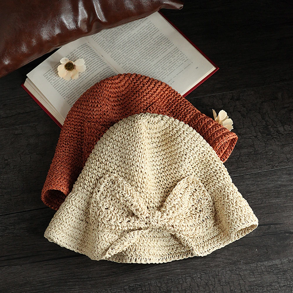 Шляпа от солнца Соломенная женская модная пляжная Панама с разрезом бантом