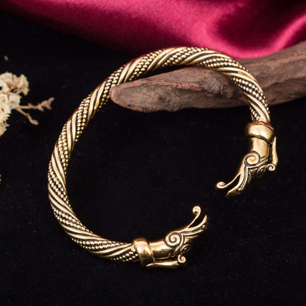 Dawapara 2018 Handmade Top Quality Pagan Viking Dragon Bracelets Bangles for Man and Women Cuff Bangle Gifts | Украшения и
