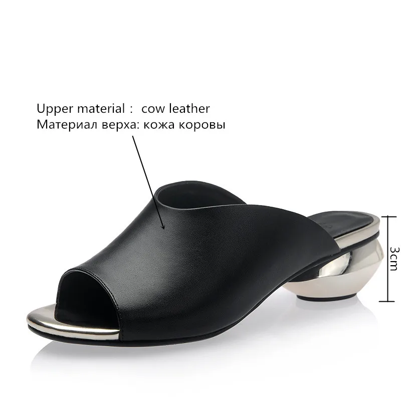 Женские босоножки из натуральной кожи с открытым носком на низком каблуке