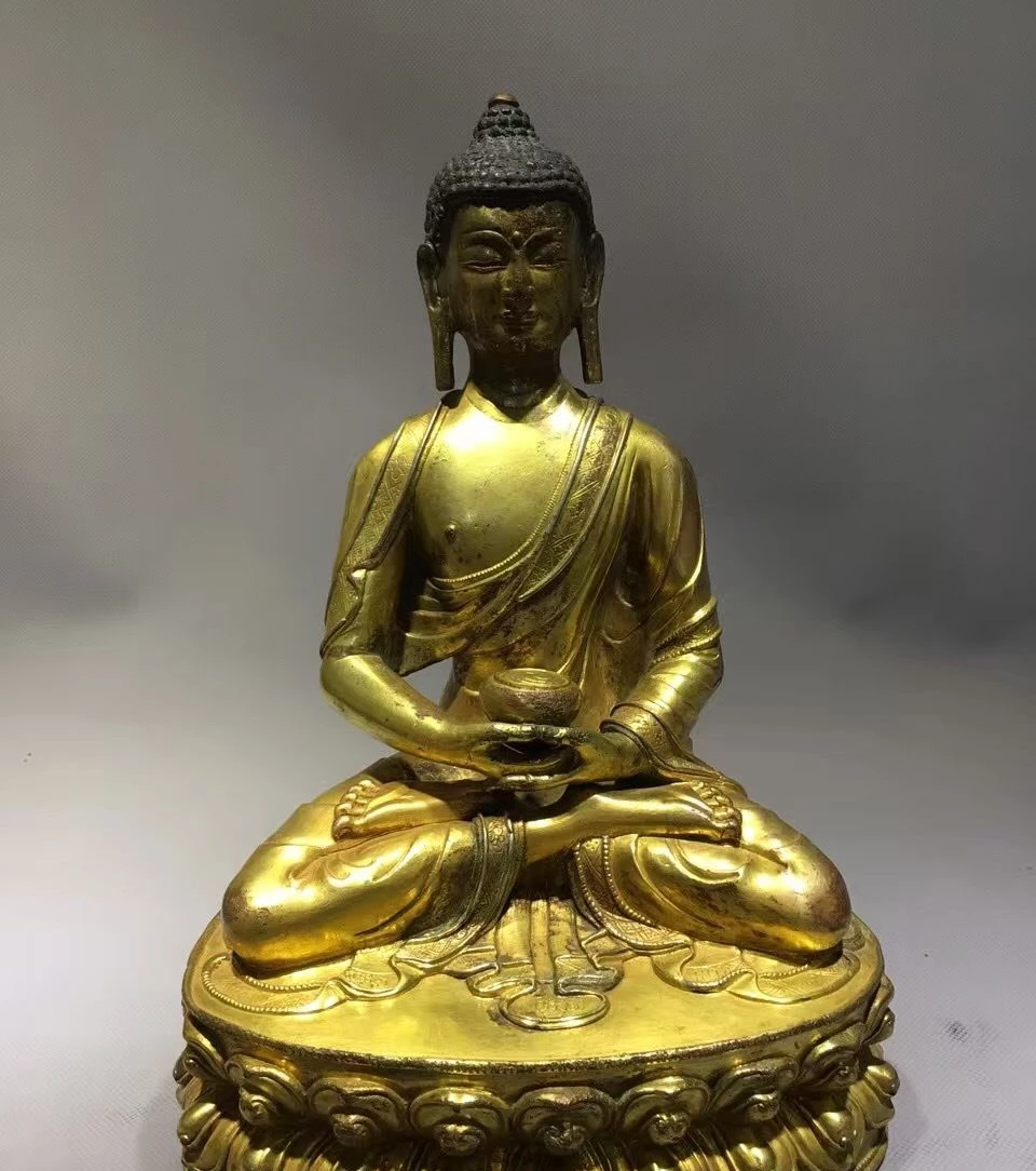 Бесплатная Доставка Тибет Старый Золото Позолота Меди Шакьямуни Будда Амитабха