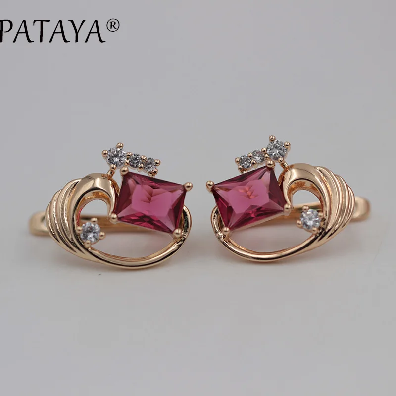 Квадратные большие серьги PATAYA CC 585, светильник из розового золота с синим натуральным цирконием, свадебные аксессуары, ювелирные изделия, богемные Свадебные висячие серьги
