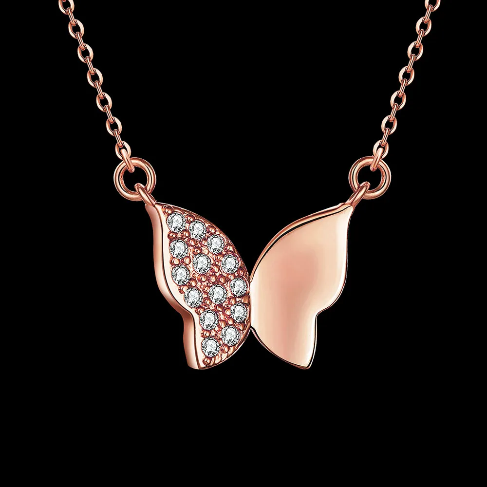 Золотистое ожерелье с подвеской в виде бабочки Ювелирное Украшение кристаллами