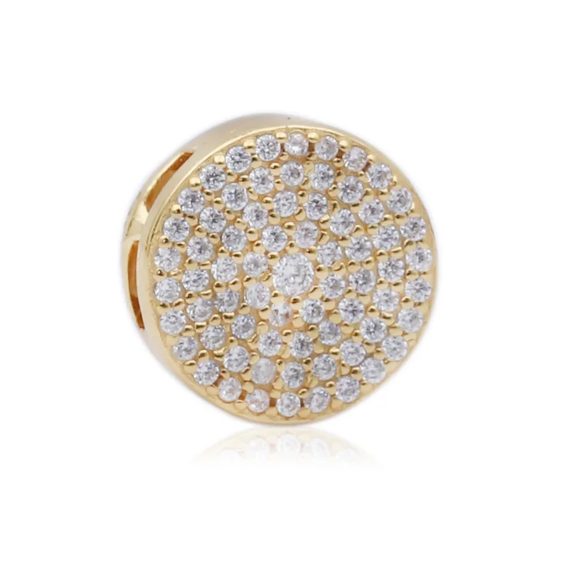 pdl317-GOLDEN 925 пробы Серебряный вечный Искрящийся зажим подвески, подходит для оригинального Pandora браслет reflexions, подарок для DIY ювелирных бусин - Цвет: pdl317-GOLDEN