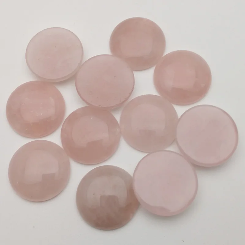 

Wholesale fashion pink crystal natural stone beads 25mm round cab cabochon no hole 12pcs for DIY jewelry making free shipping