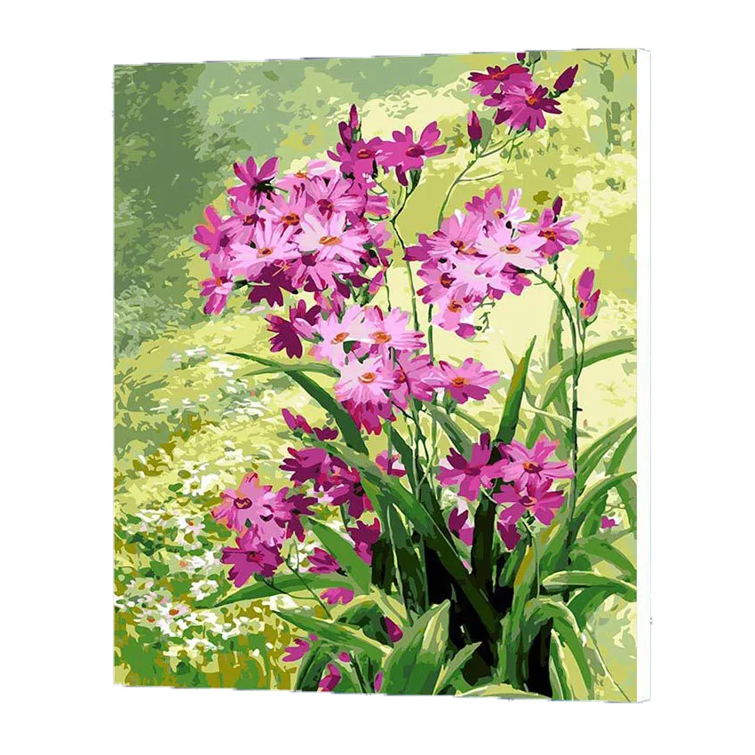 

WONZOM Purple Flowers Oil Painting By Numbers DIY Abstract Digital Picture Coloring By Numbers On Canvas Unique Gift Home Decor