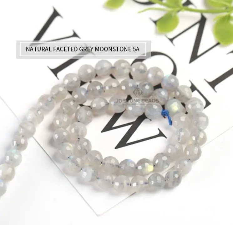 FACETED 5A Бусины из натурального серого лунного камня, лабрадорит, класс 7A 6A 5A 4A 3A 2A, полуфабрикаты для изготовления ювелирных изделий - Цвет: FACETED 5A