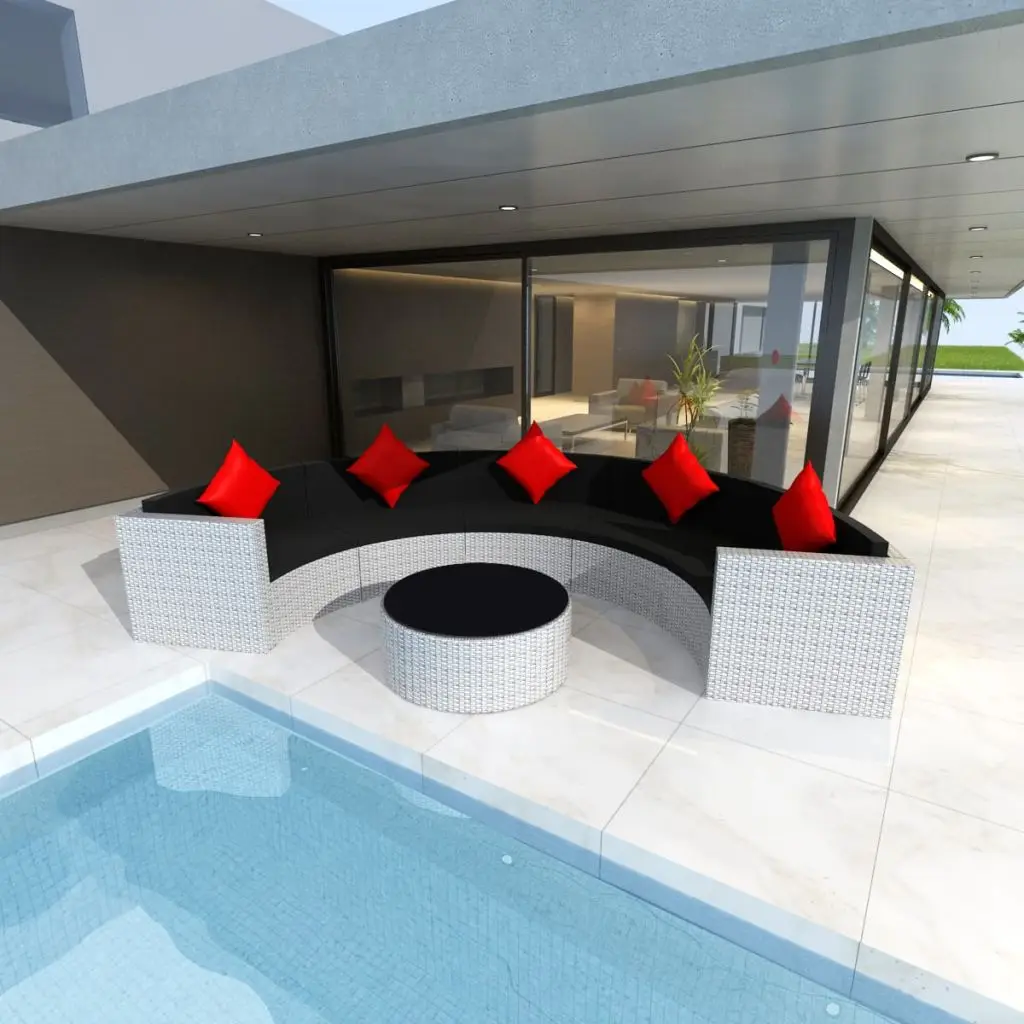 VidaXL Garden Lounge набор полукруглая поли ротанга белый|poly rattan|lounge setgarden lounge |