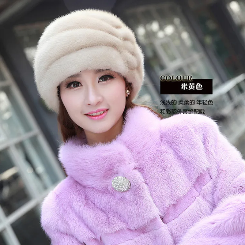

Women's Fur Hat Fashion Water Mane Hat Outdoor Walking Sports Hunting Hiking Round Mink Hair Warm And Simple