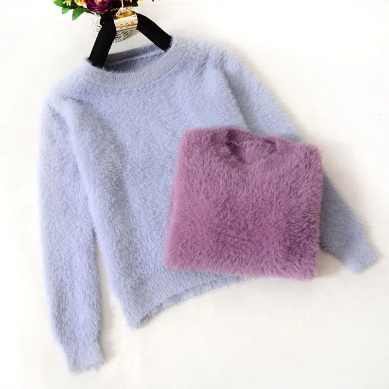 Пушистый свитер женские свитера и пуловеры 2021 кашемировый корейский трикотажный
