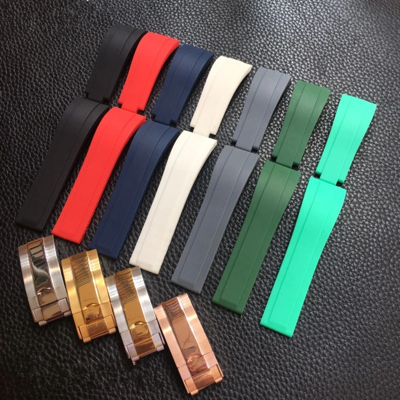 

MERJUST Brand 20 21mm Black Blue Green Red White Gray Silicone Rubber Watchband For Role Strap Daytona Submariner GMT OYSTERFL