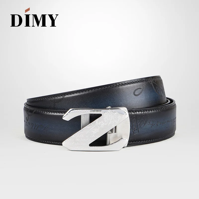 Мужские ремни с автоматической пряжкой DIMY Metal Z винтажные из натуральной кожи