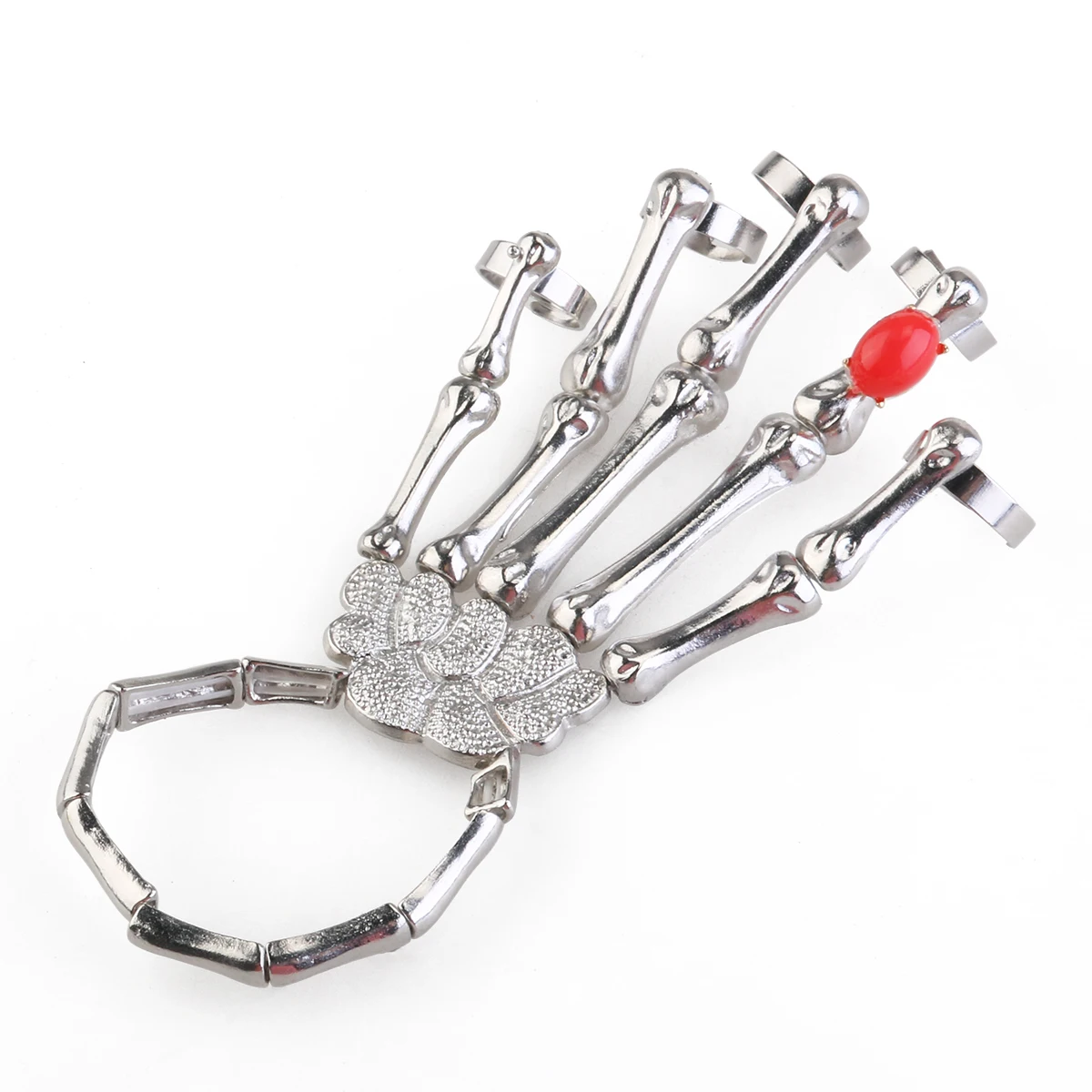 Панк рок Скелет Череп рук Кость браслет (серебро)|bone ring|skeleton skullring ring |