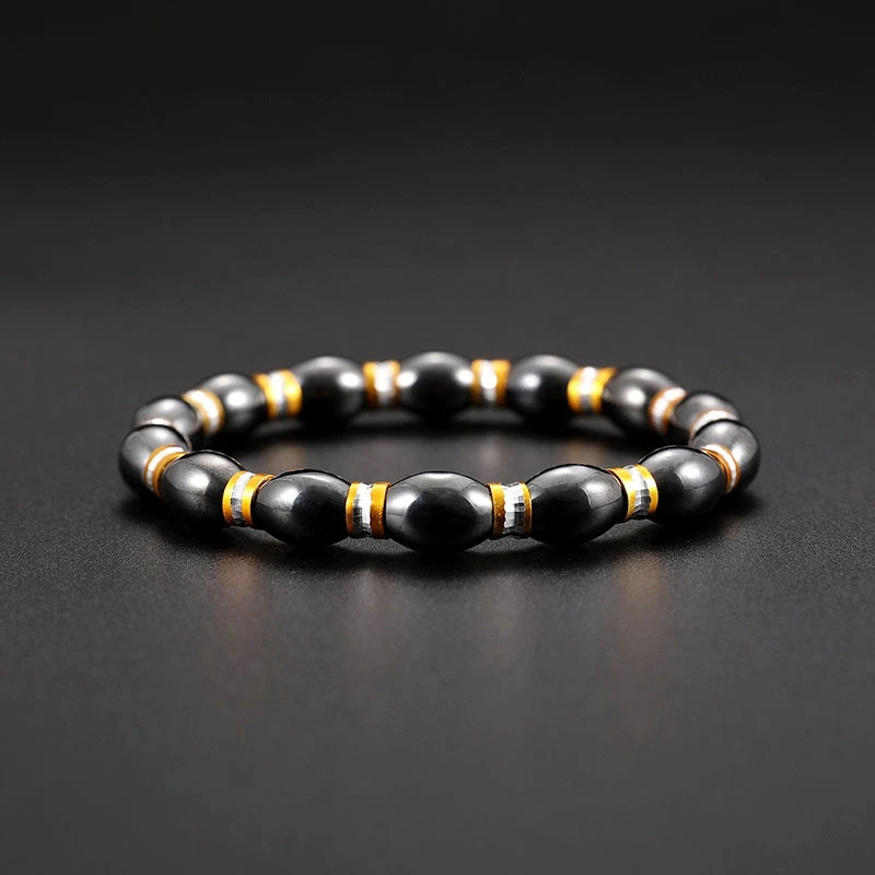 Унисекс магнитный браслет бусины гематит камень для терапии здравоохранения