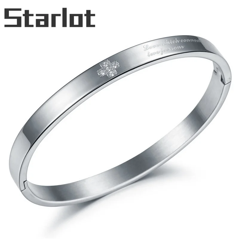 Классическая инкрустированные кристалл крест Для женщин браслет Серебряный